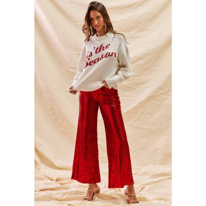 Julebukser med mellemhøj talje og brede pailletter for engroshandel hos IVE