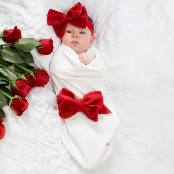 Red Velour Bow for wholesale by Cozy Cocoon