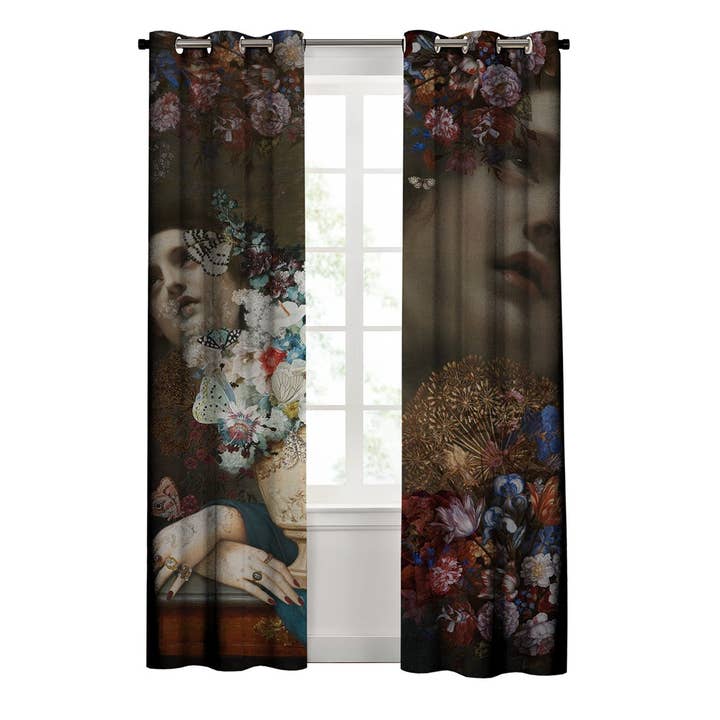 Cortina Borghese de veludo com ilhóses de metal bronze por atacado de Voglio Bene