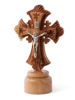 Jerusalem Crucifix with Round Base - 4" for wholesale by Earthwood