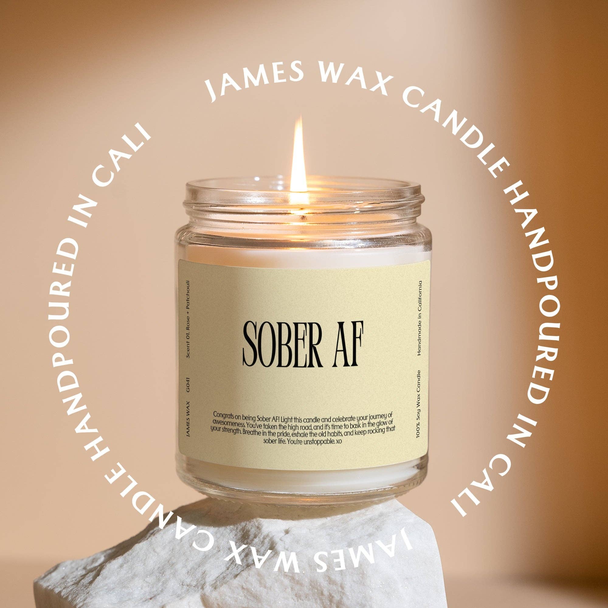 James Wax - Wholesale Jar/Filled Candle - Sobriety Celebrating Sobriety Sober AF Candle G0412