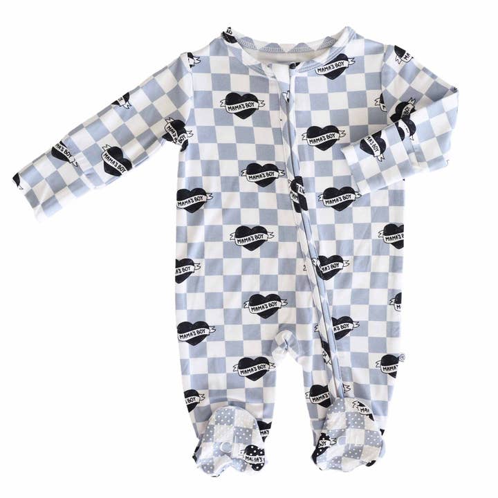 Caden Lane - Wholesale Jumpsuit - Baby - Mama's Boy Zipper Footie5