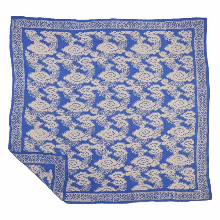 Large 39" Hand Dyed Batik Bandana, 100% Soft Cotton , Pewter Sky for wholesale by Kasih Co-op