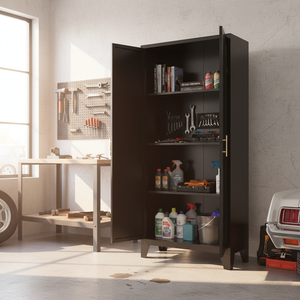 HOMYCASA DESIGN INC - Vente Armoire - Armoire de rangement en métal pour garage de 71'' avec portes et étagères2