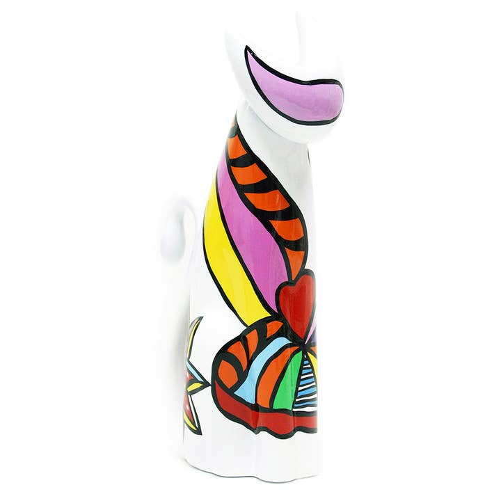 THE CAT VASKY - Handbeschilderd kunstbeeldje voor wholesale door JULIARTE