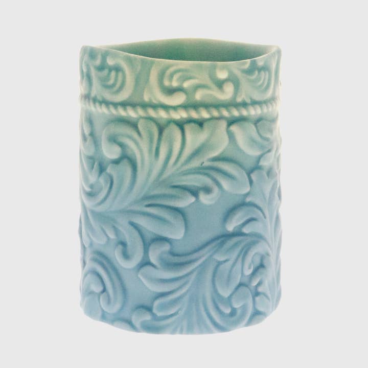 BrightWick Embossed Cord & Laurel LED Pillar-No Fragrance for wholesale by ARTEMIS