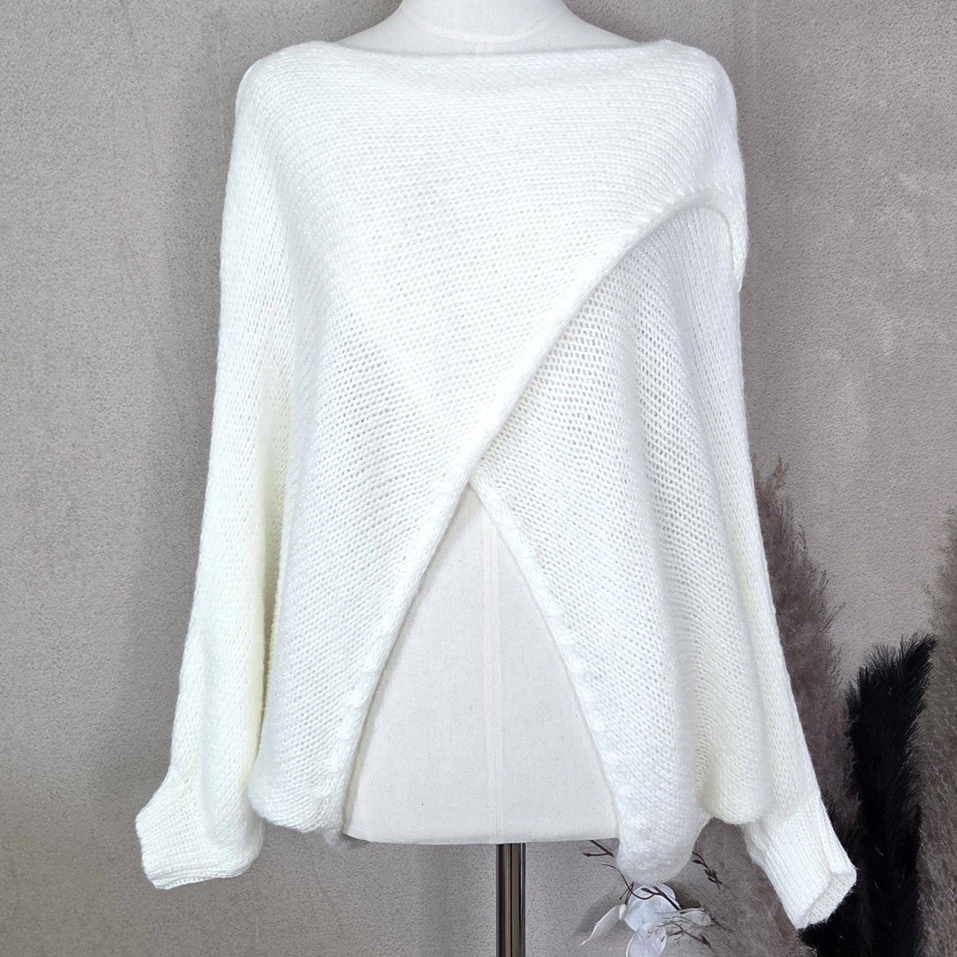 Tempest Designs – wholesale Knitted jumper – Women′s – Crossover cropped basic jumper (M-L)3