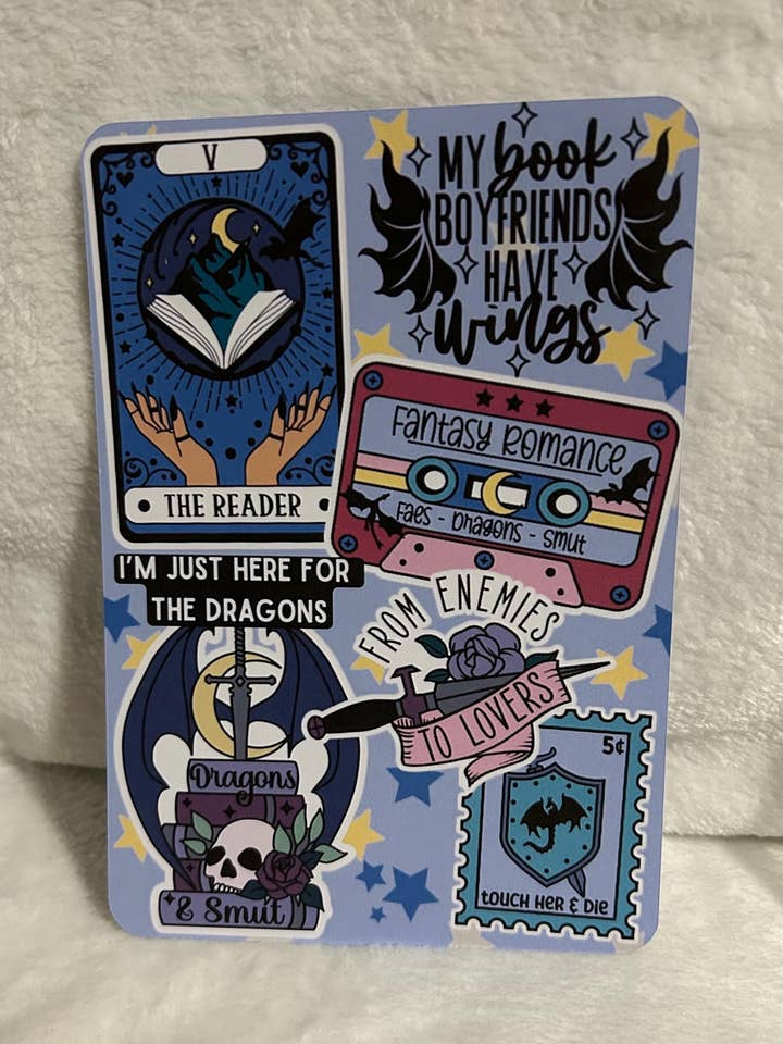 Romantasy lezer sticker stijl kindle e-reader inzetkaart voor doorzichtige hoes, kindle accessoire decoratie, kindle, paperwhite, oasis 12e generatie voor wholesale door Bookbestiesuk