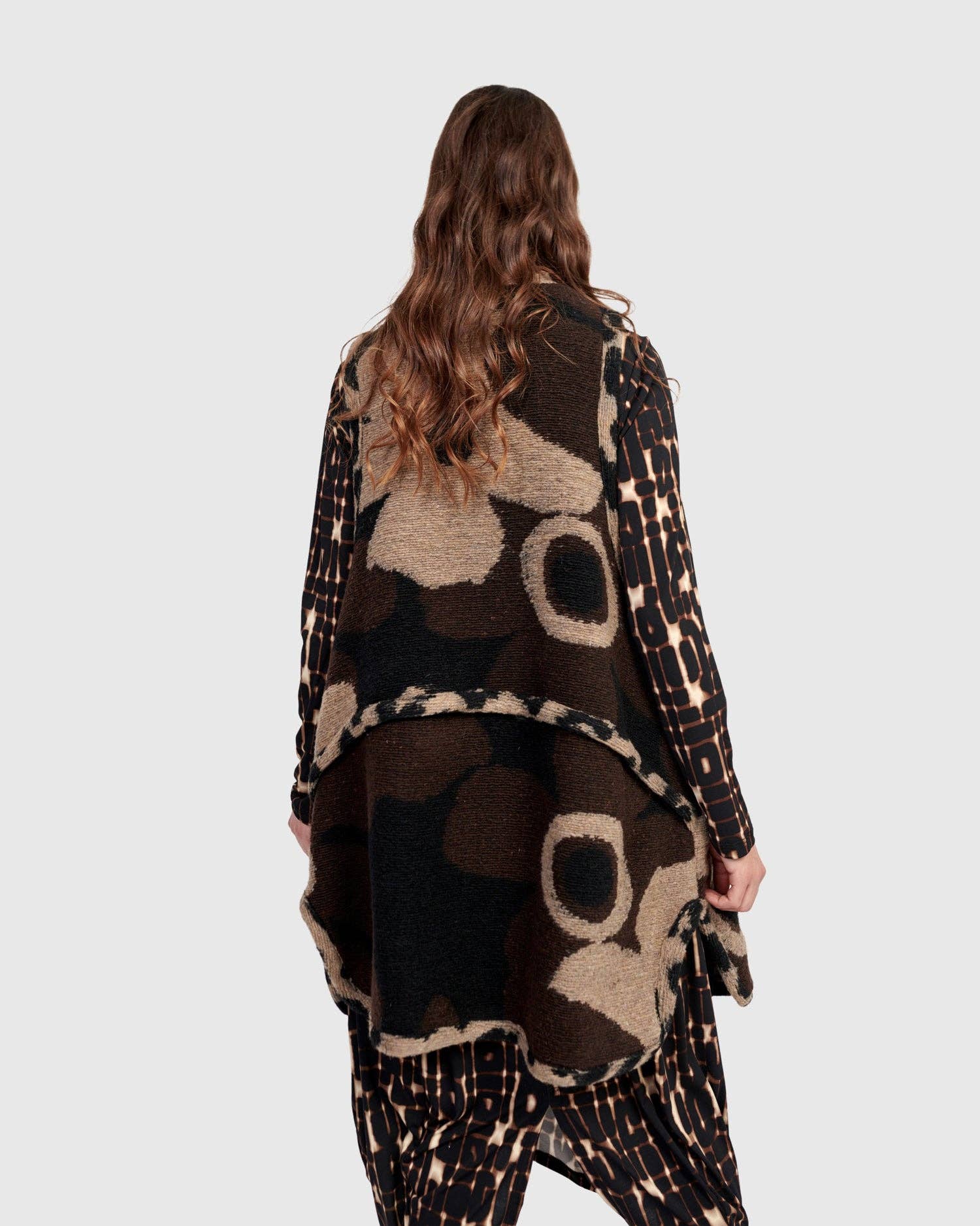 Piped Cozy Draped Vest, Floral for wholesale on Faire4