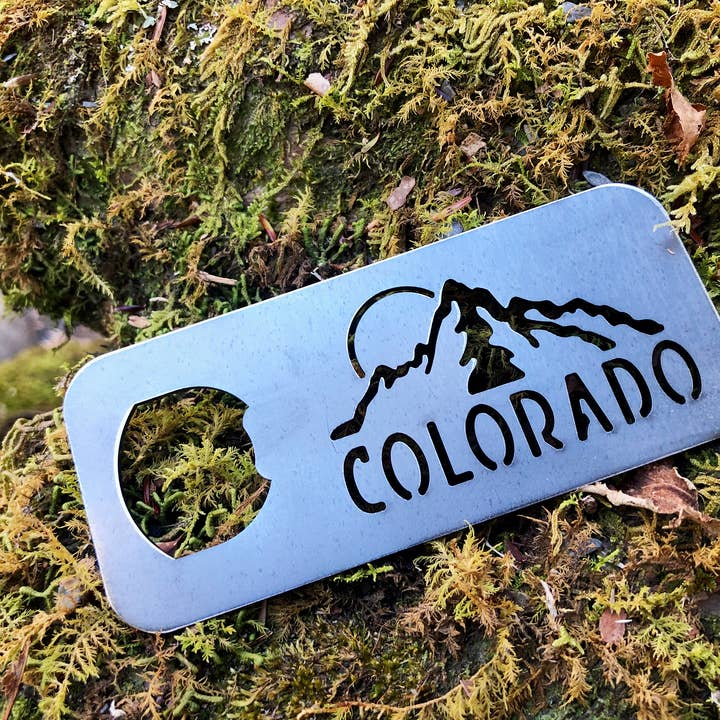 Colorado Mountain Bottle Opener made from Recycled Raw Steel for wholesale by BE Creations & Designs, Inc.