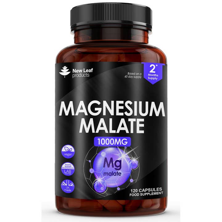 New Leaf products Ltd – wholesale Oral supplement/vitamin – Magnesium Malate Capsules (120) High Strength 1000mg Vegan