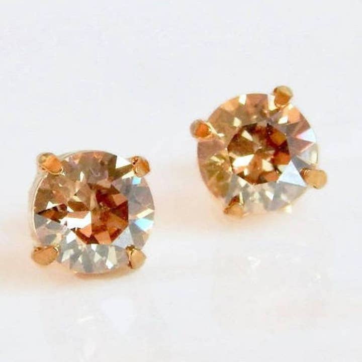 Round gold crystal stud earring for wholesale by Love Your Bling®