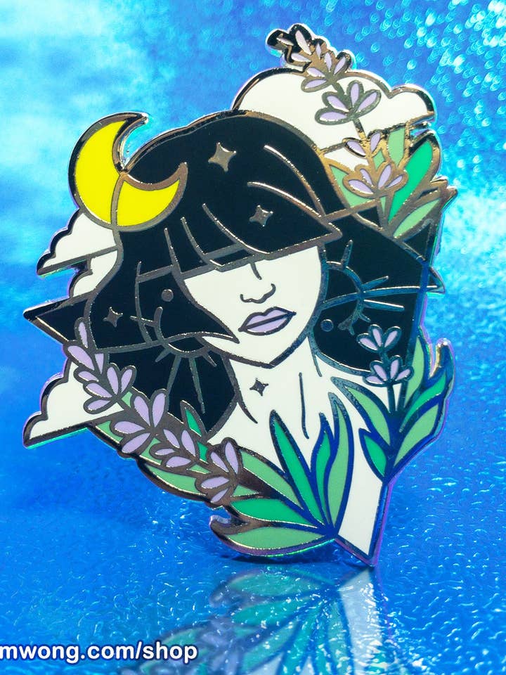 Lunar Tides: Lavender Enamel Pin for wholesale by Sheila Wong