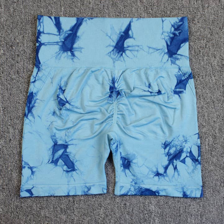 HIDDENBRAND - Wholesale Athletic Shorts - Women's - Seamless Tie Dye Yoga Pants High Stretch Gym Shorts