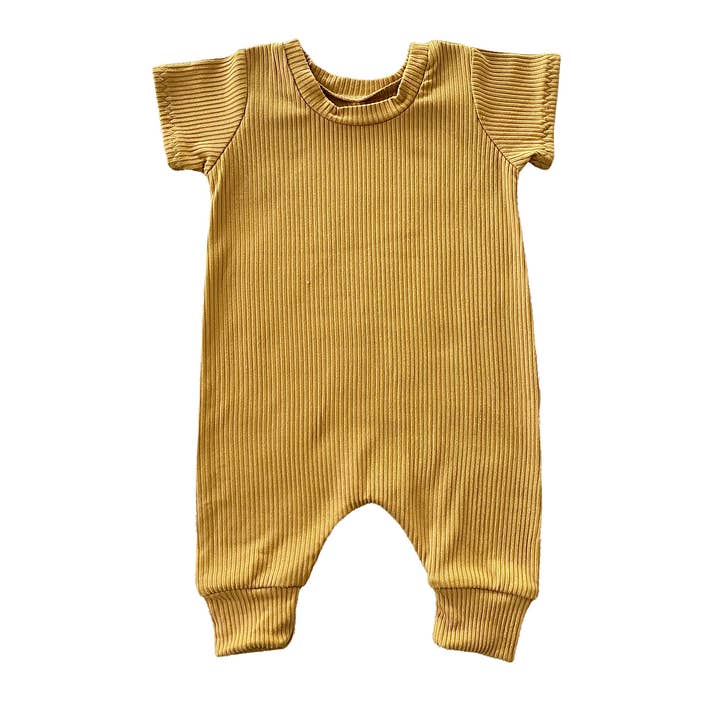 Mustard Rib Harem Short Sleeve Romper for wholesale by Dudis Design