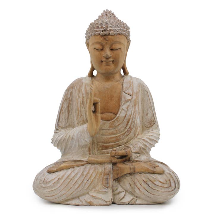 Bleget Buddha statue - 40 cm Undervisningstransmission for engroshandel hos AW Artisan