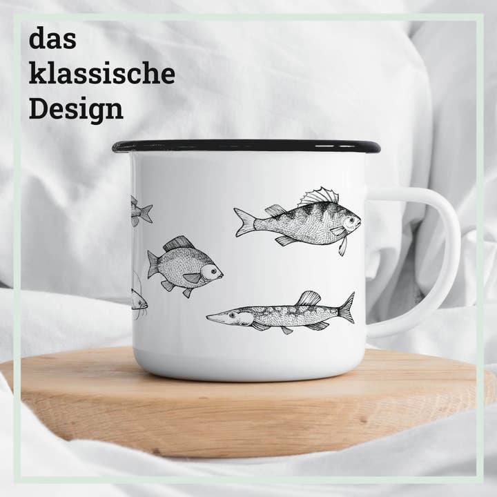 LIGARTI – Großhandel Kaffeebecher – Emaille Tasse – Süßwasserfische