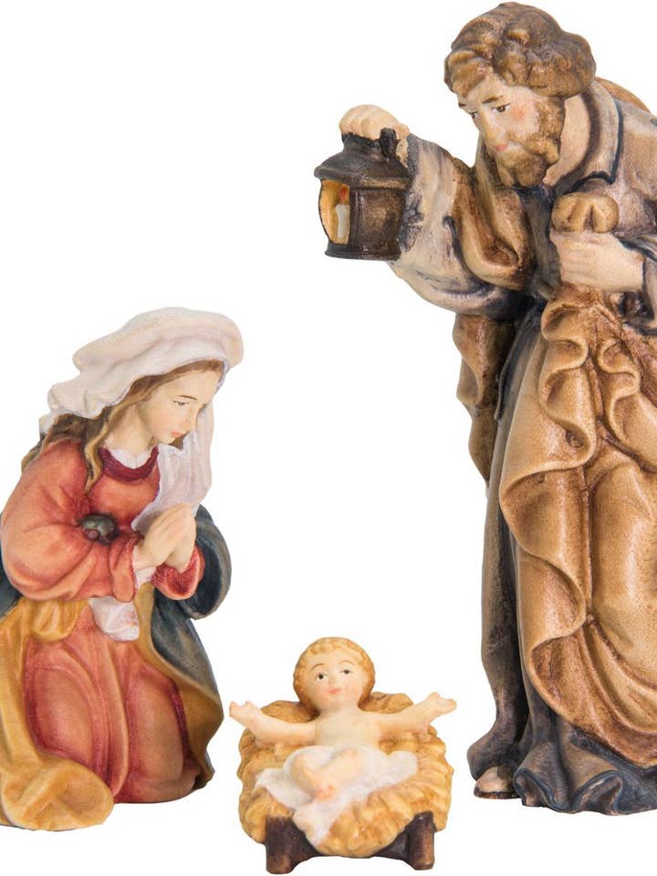 Sacred Family Statue in Painted Wood | Handmade Nativity Set for wholesale by Dolfi