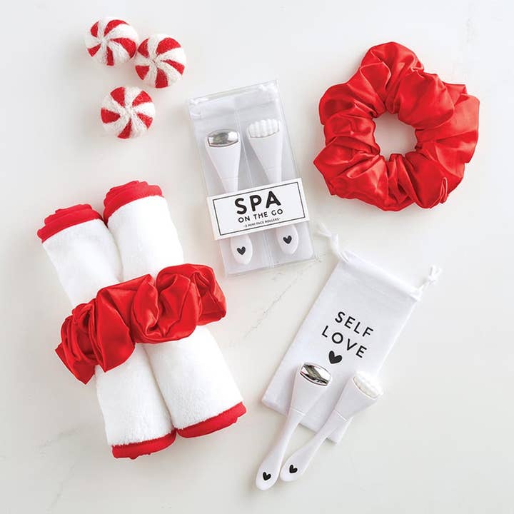 Bella Sleep + Spa - Wholesale Face/Beauty Roller - Spa To-Go Set - White Rollers with White Bag