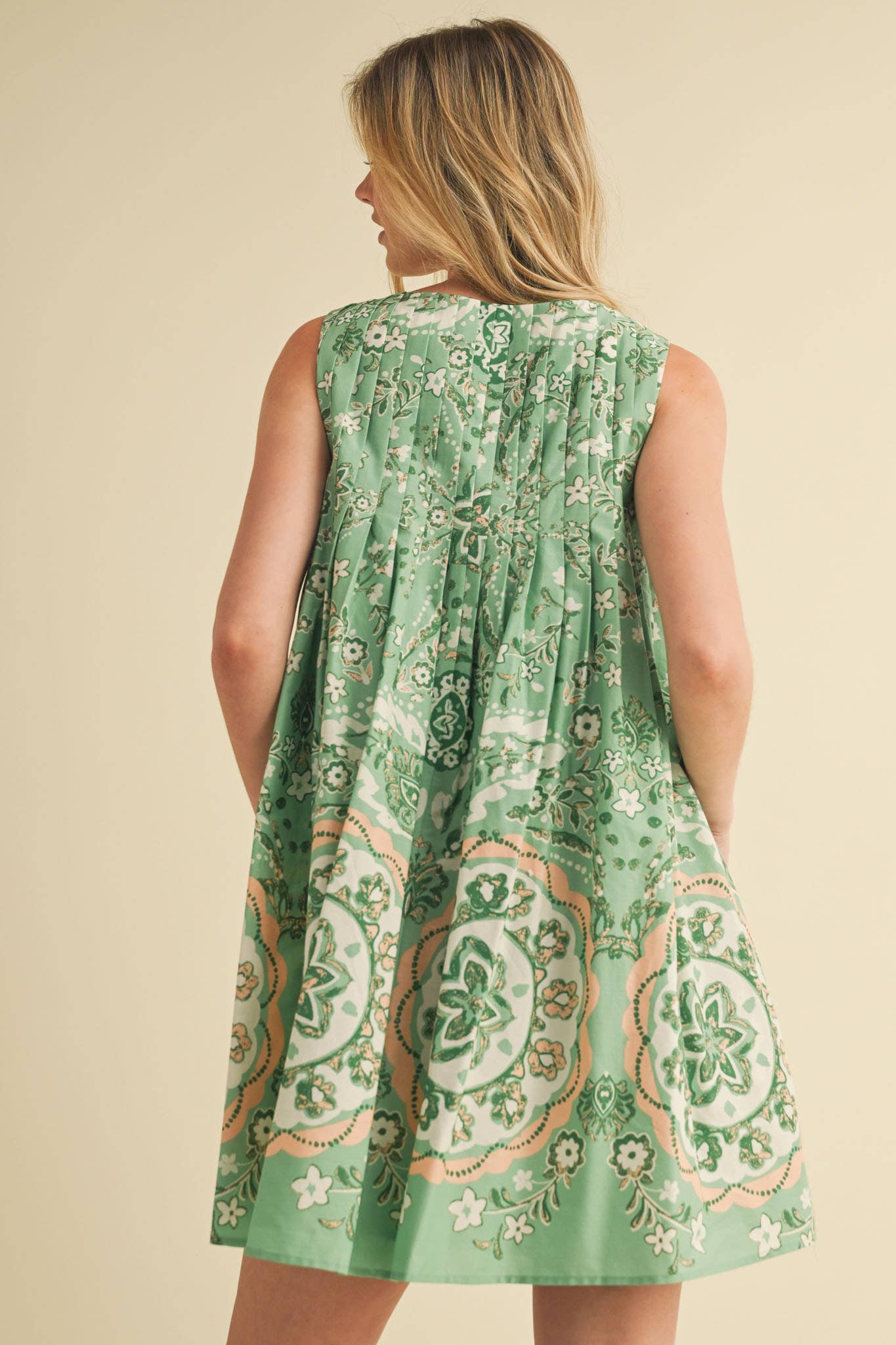 &MERCI - Wholesale Dress - Women's - EXCLUSIVE PRINT MINI DRESS WITH PLEATING MDR408639