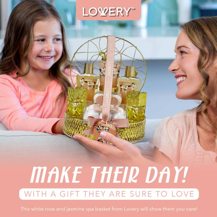 Lovery - Vente Set de bain et corps - Panier cadeau pour le bain et le corps - Rose blanche - Parfum 13 pièces6