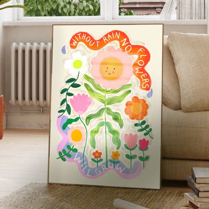 Happy Flowers, färgglad konst för barnrum för wholesale av Kate Fox Design