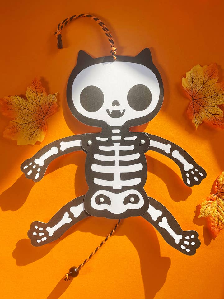 DIY Skeleton Cat Halloween decoration pack for wholesale by Paper Cat Club
