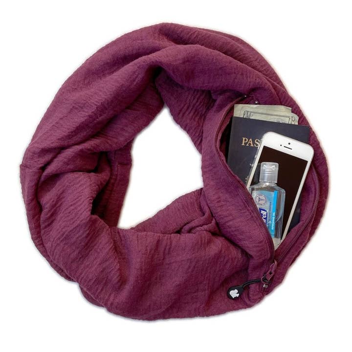 Écharpe convertible Infinity avec poche™ | Peaceful Burgundy pour la vente par SHOLDIT