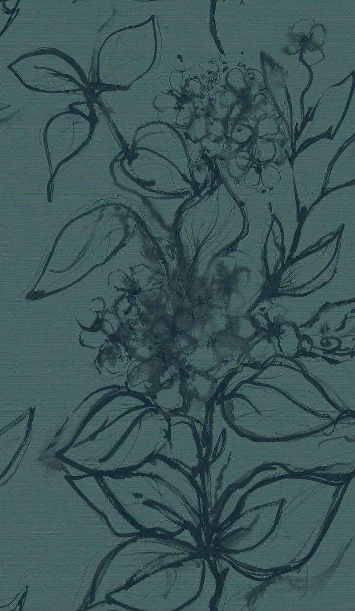 Sharon Jane Studio – wholesale Wallpaper – Aquatint floral Wallpaper - Peacock3