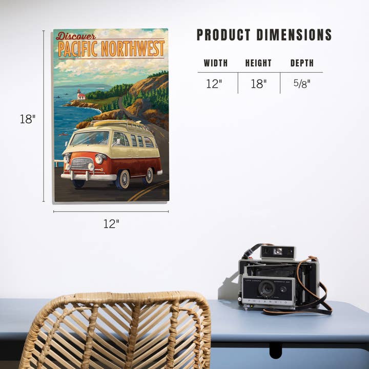 Lantern Press - Wholesale Wood Wall Art - PREMIUM WOOD SIGN Pacific Northwest, LP Camper Van