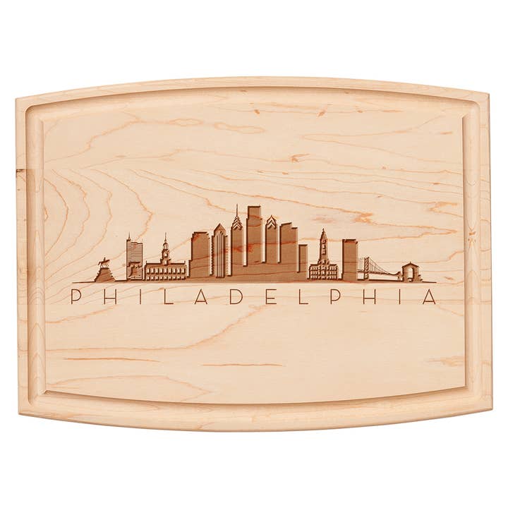 "Skyline Philadelphia" Arched Artisan Maple Board | 12 x 9" for wholesale by Sophistiplate