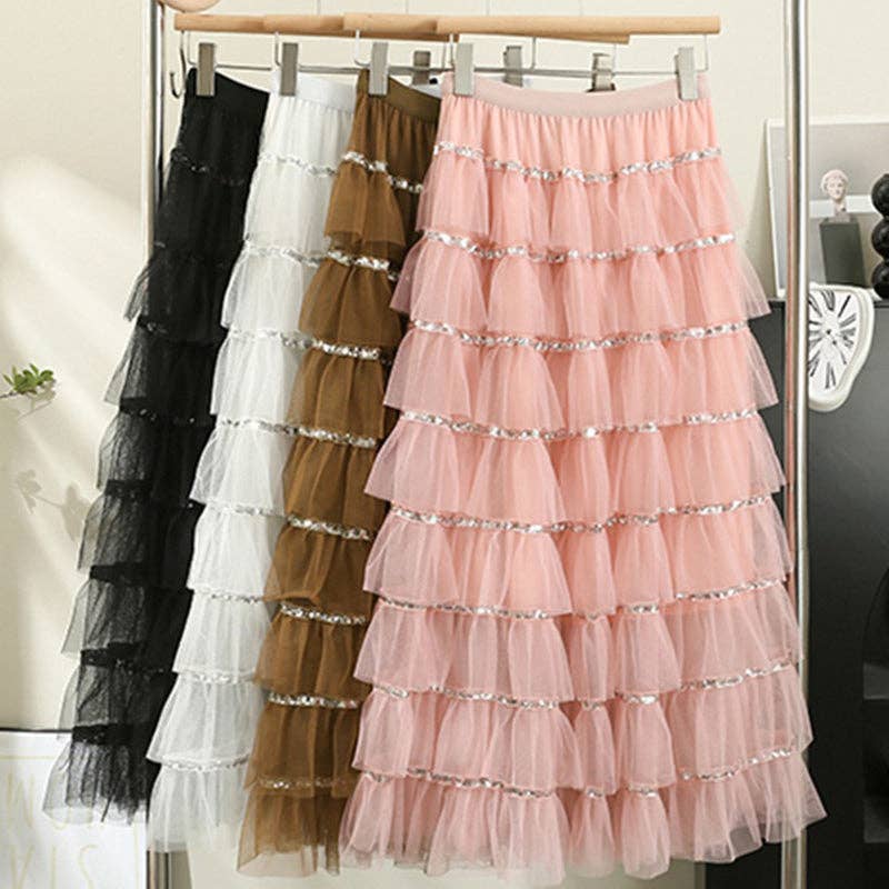 safistyle - Wholesale Skirt - Women's - Layered Ruffle Tulle Midi Skirt6