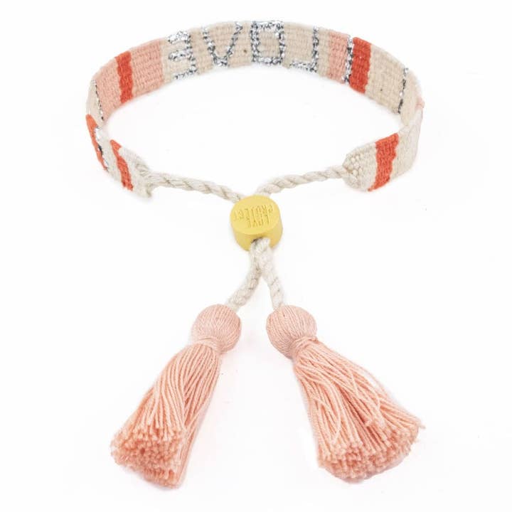 Love Is Project - Wholesale Woven/Braided Bracelet - ATITLAN LOVE BRACELET - WHITE, PEACH & ORANGE1