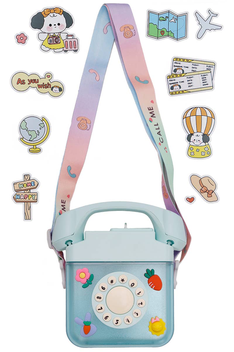 Cap Zone – wholesale Water bottle – Retro Telephone Sippy Straw Travel Water Cup7