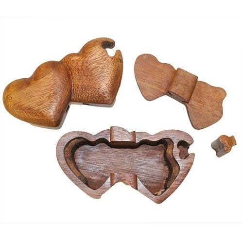 From Under The Stairs - Vendita all'ingrosso Scatole decorative - Scatola magica in legno a forma di rompicapo a forma di cuore con scomparto nascosto, idea regalo e decorazione