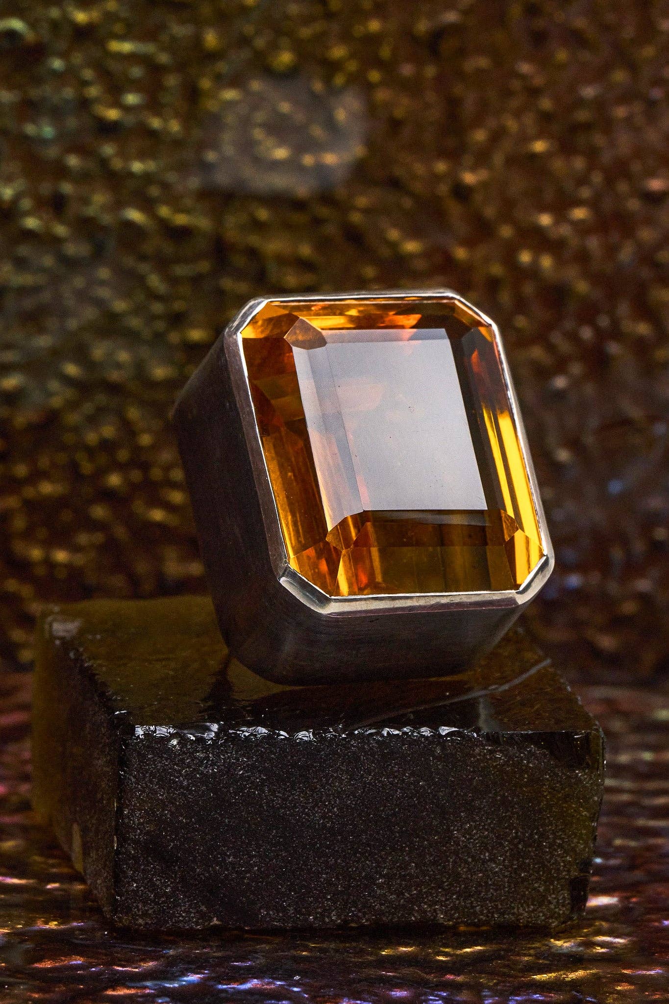 Vesper Obscura - Wholesale Cocktail/Statement Ring - Square Goliath Ring in Golden (Silver)5