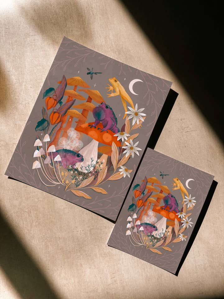 Kunstdruck: Kröten & Fliegenpilze; 5x7, 8x10, 4x6 für den Großhandel von Lantern Print Co.