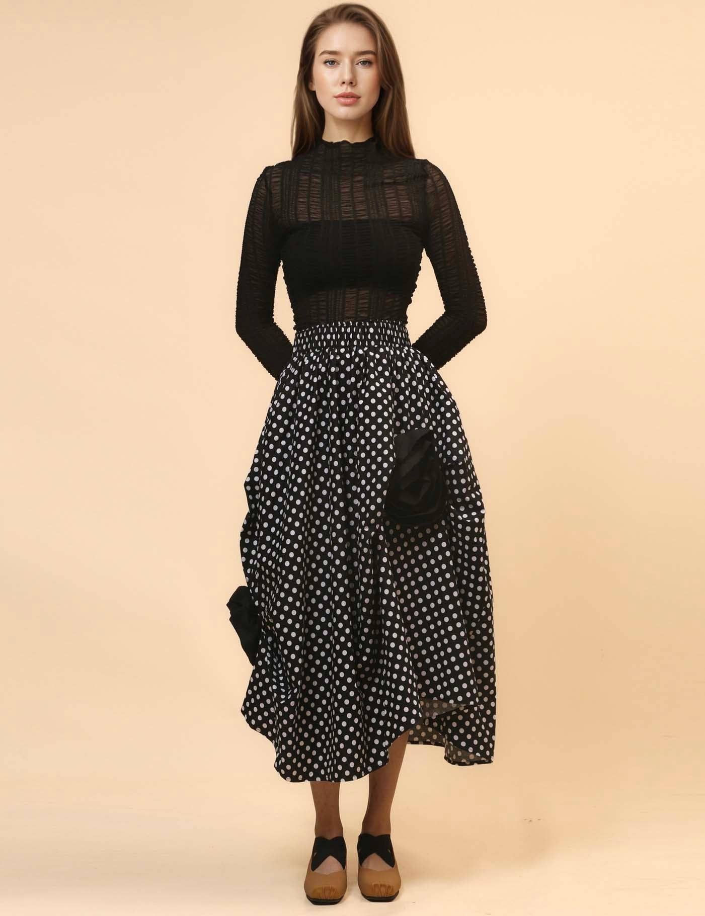 Sweetkama – Saia - Mulher por atacado – Saia Midi Flor Inregular para Senhora SKS470820