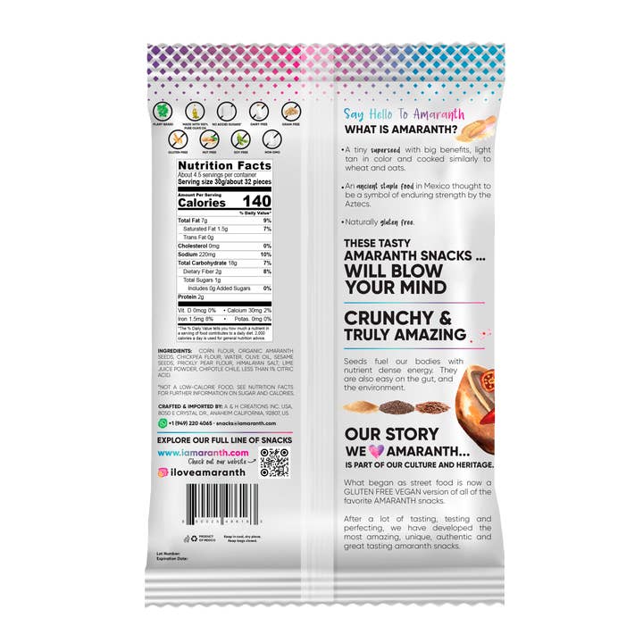 I amaranth - Wholesale Puffed Snack - Amaranth Churritos: Chipotle + Himalayan Salt1