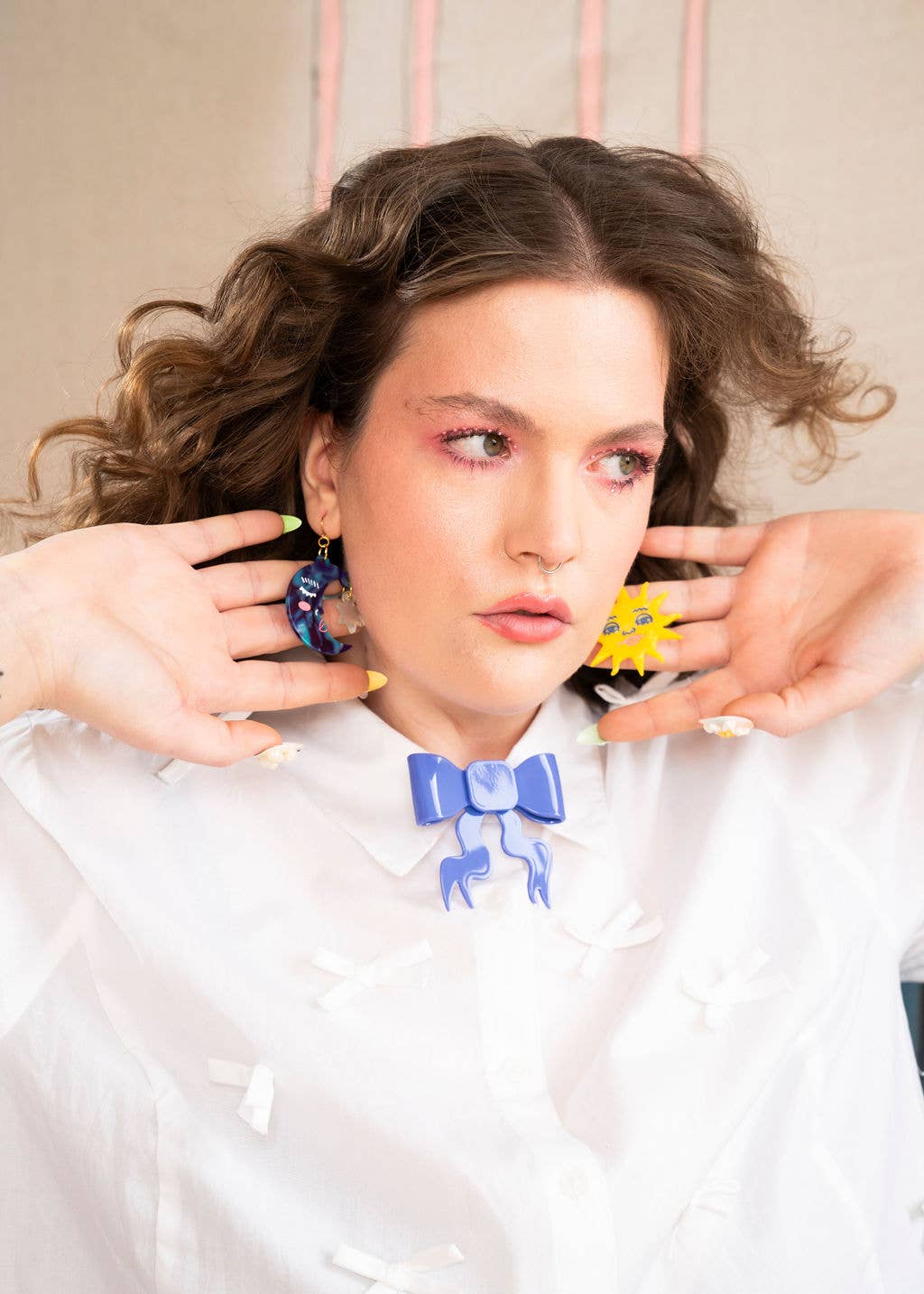 Peach Beast - Wholesale Dangle Earrings - Astro Sun + Moon Statement Earrings6