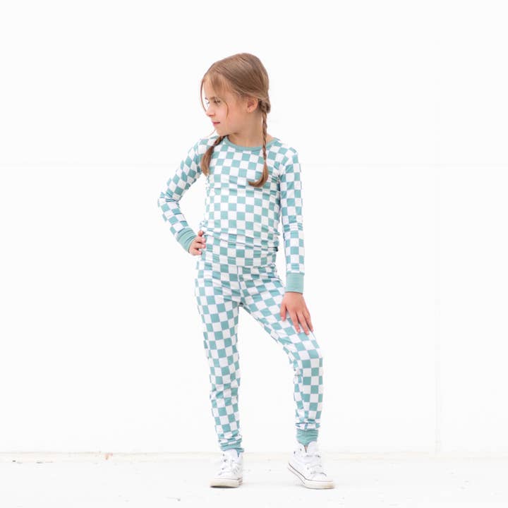 millie + roo LLC - Wholesale Sleepwear Set - Kids - LONG SLEEVE 2 PIECE SETS- Sage Check