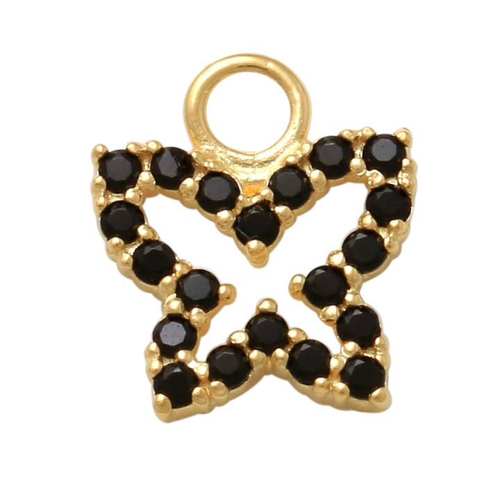 Anhänger mit hängendem Schmetterling aus massivem 10-karätigem Gelbgold in Schwarz für den Großhandel von Zahav Jewelry