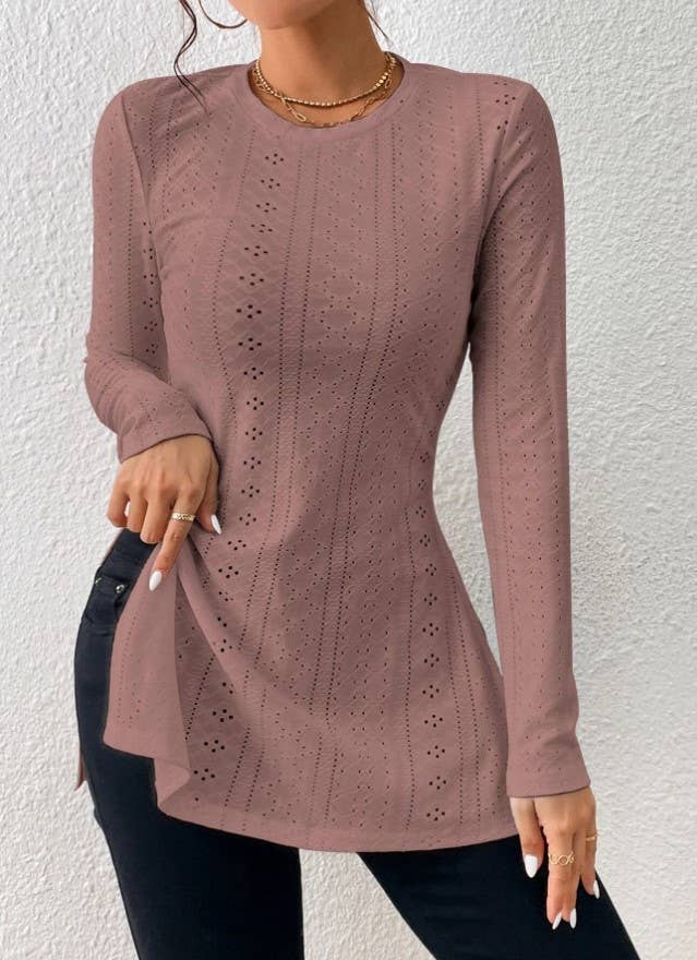 HIDDENBRAND - Wholesale Knit Top - Women's - Solid color jacquard fashion casual undershirt6