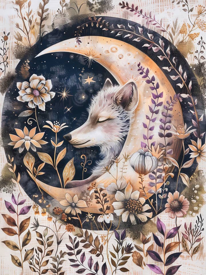 Moon Animals: Wolf | Fripperies Map for wholesale by Fripperies