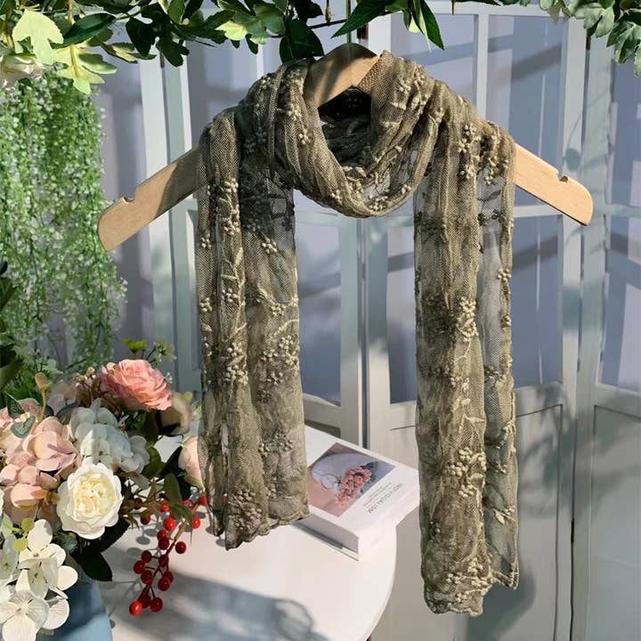 Funkyrel® Atzbranding Limited - Wholesale Scarf - Women's - Scravii - Embroidered Lace Small Shawl Scarf
