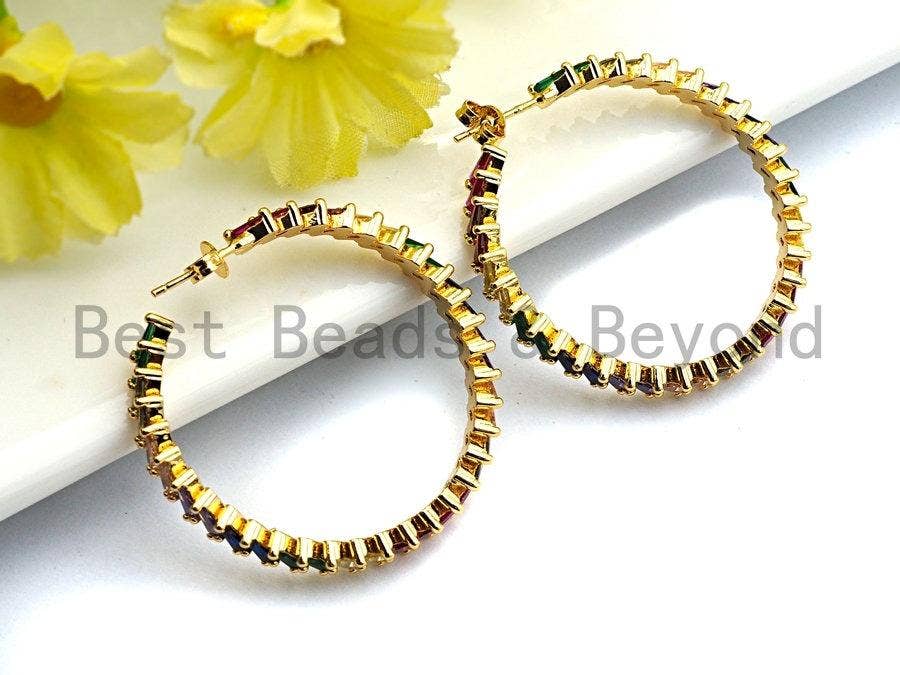 BestBeads&Beyond - Wholesale Hoop Earrings - Colorful CZ Large Hoop Earrings, Sku#J127/LD4562