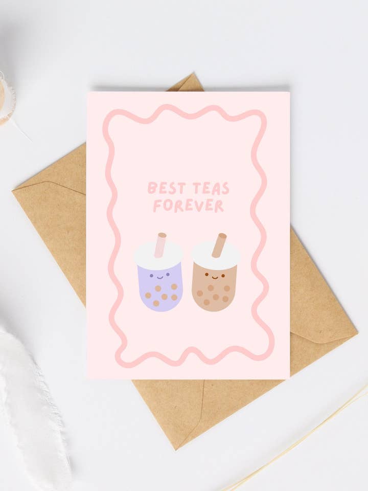 Besties-Forever-Karte - Bubble Tea Geburtstagskarte | Beste Tees für den Großhandel von Fleurs on Sunday