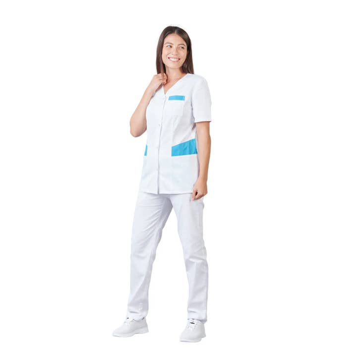 My Podologie - Wholesale Healthcare Uniform - Women's - Gaia - Short Sleeve Blouse - V Neck - Women - 70 cm - Phirejo23