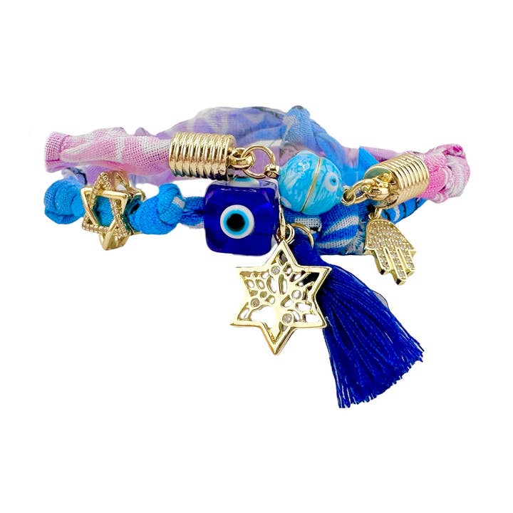 Eller HaLev Onde Øje & Davidsstjerne Bandana Halskæde eller Ankelkæde Wrap for engroshandel hos Love, Lisa