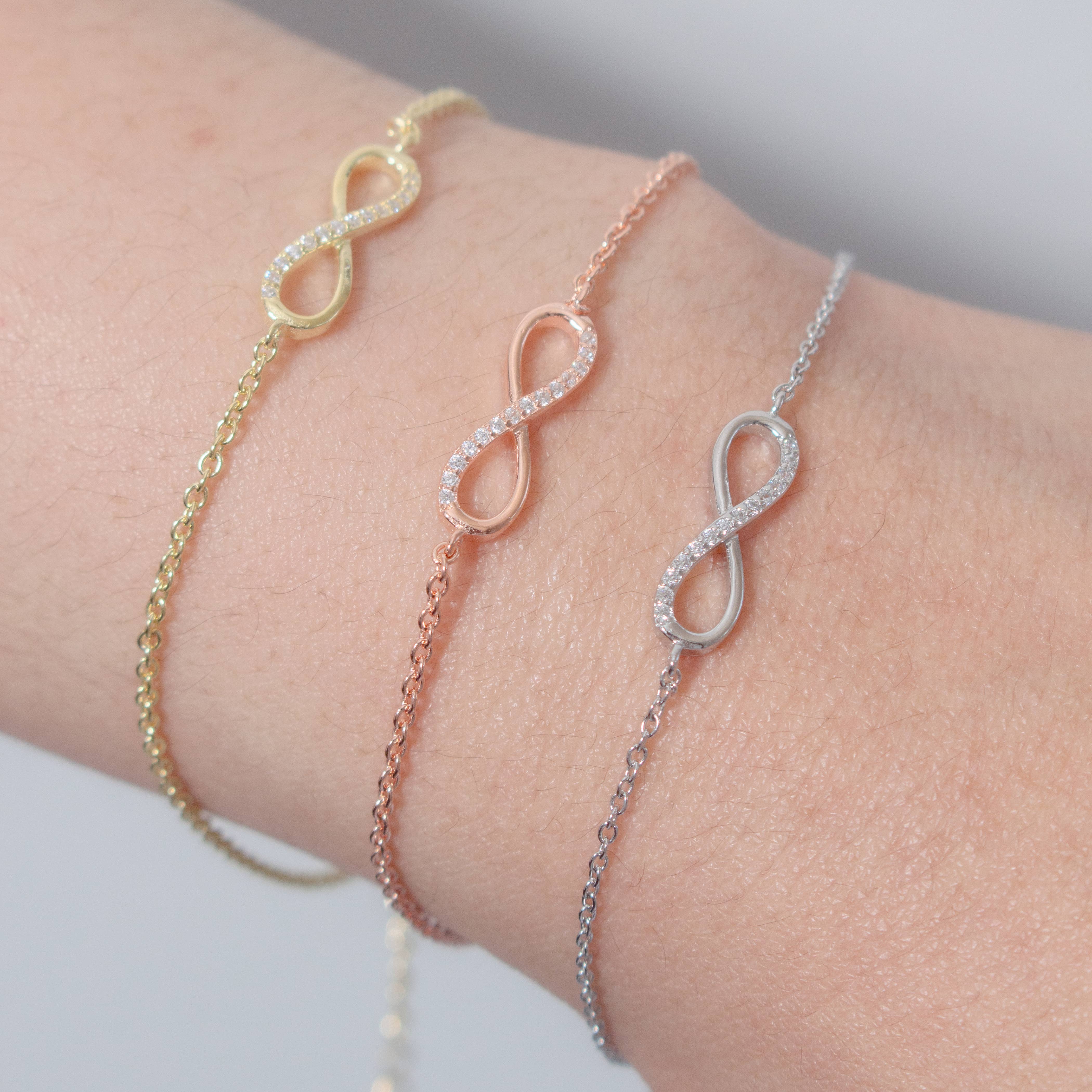Aurora Jewels – wholesale Link & chain bracelet – Half CZ Infinity Bracelet4